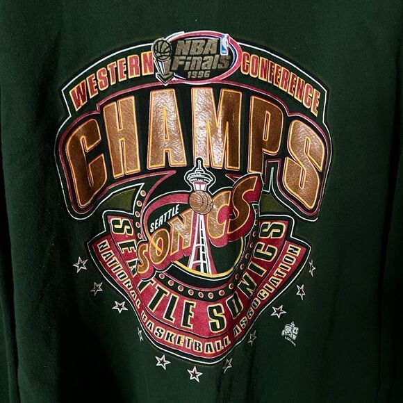 VTG 1996 Seattle SuperSonics Champs Crewneck Sweatshirt USA XL - Picture 2 of 4